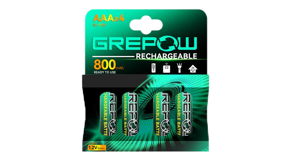 Grepow AAA NiMH Rechargeable Battery Pack of 4 or 2 Cells