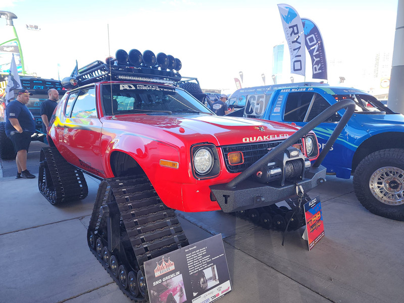 a red car with special wheels