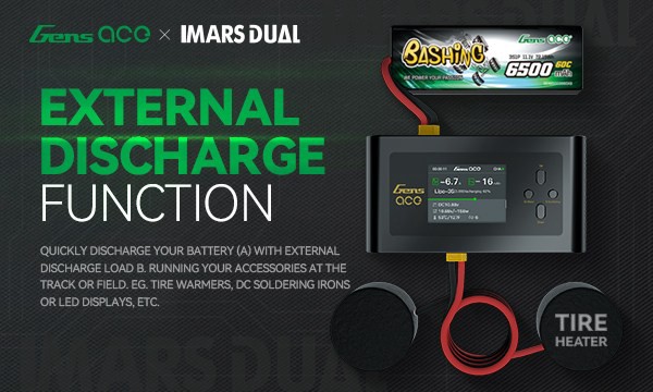 Gens ace Imars Dual Smart Charger with external discharge function