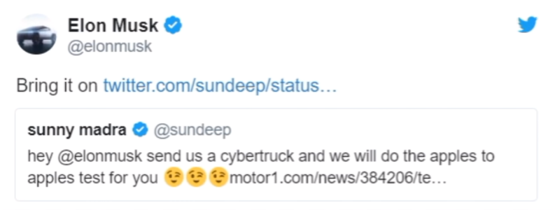 Elon Musk accept challenge with cybertruck